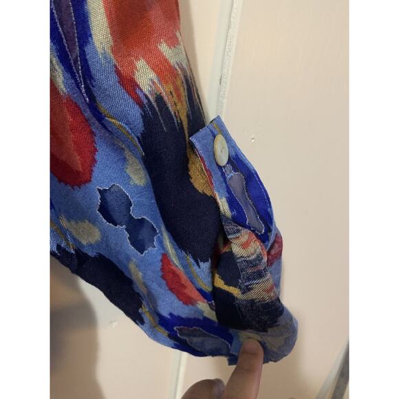 Ruby Rd Jacket 14‎ Multicolor Button Front Stretch Pockets 3/4 Sleeves Geo Print - Picture 5 of 10